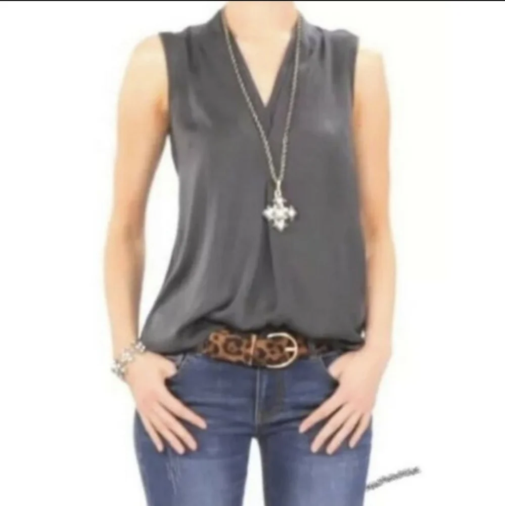 CAbi Slate Sleeveless V-Neck Blouse